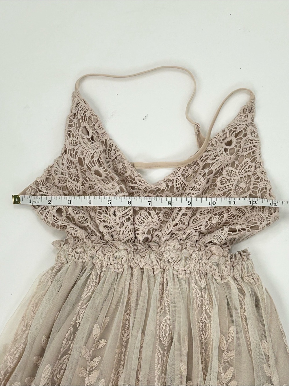 Petal + Pup XS Embroidered Lace Crochet Open Back Boho Maxi Dress Nude - Picture 8 of 12